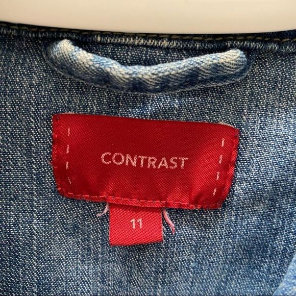 Contrast denim jean jacket blue size 11 VGUC - Picture 5 of 7